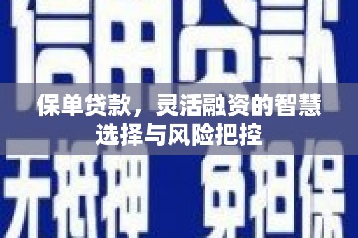 金溪保单贷款，灵活融资的智慧选择与风险把控