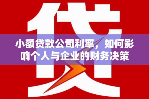 小金小额贷款公司利率，如何影响个人与企业的财务决策