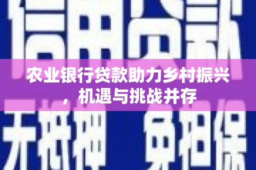 杭锦旗农业银行贷款助力乡村振兴，机遇与挑战并存